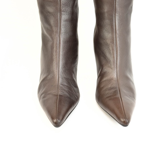 GUCCI: Brown, Leather & Logo, Tall Boots - Picture 3 of 8